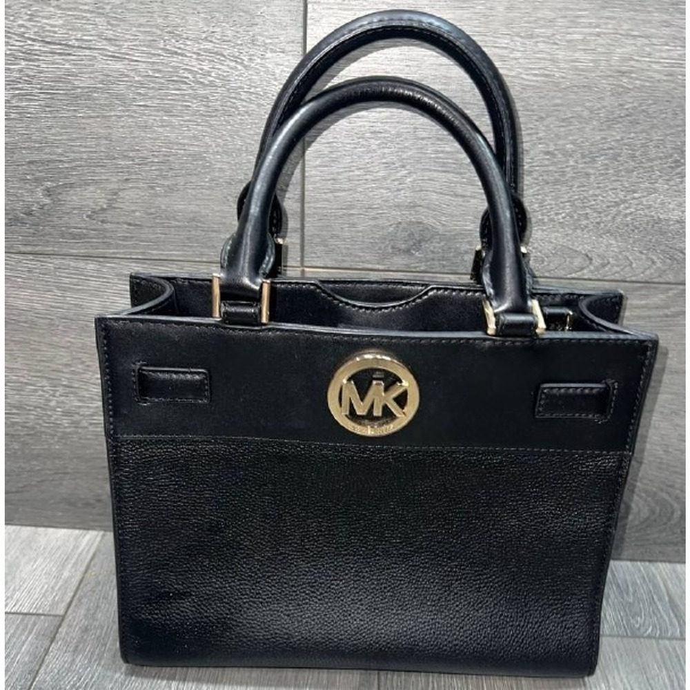 Michael Kors REAGAN Black Pebble Leather Handbag Medium A000744 - Picture 2 of 12